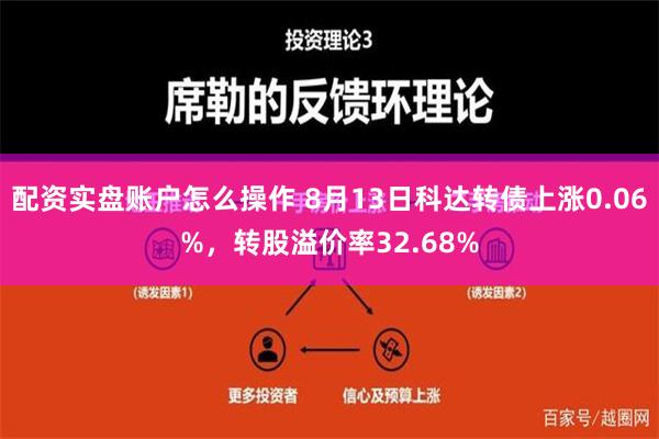 配资实盘账户怎么操作 8月13日科达转债上涨0.06%，转股溢价率32.68%