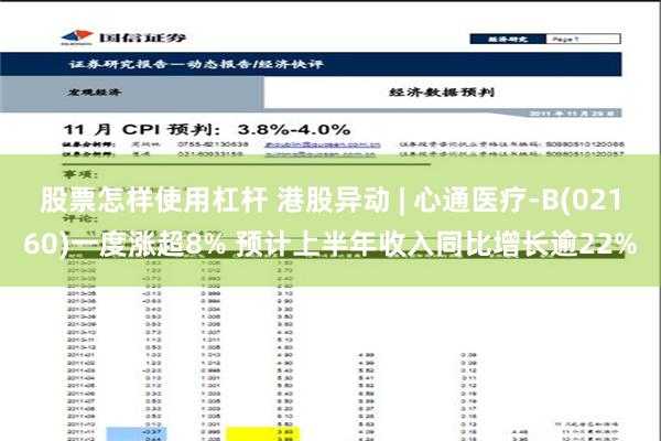 股票怎样使用杠杆 港股异动 | 心通医疗-B(02160)一度涨超8% 预计上半年收入同比增长逾22%