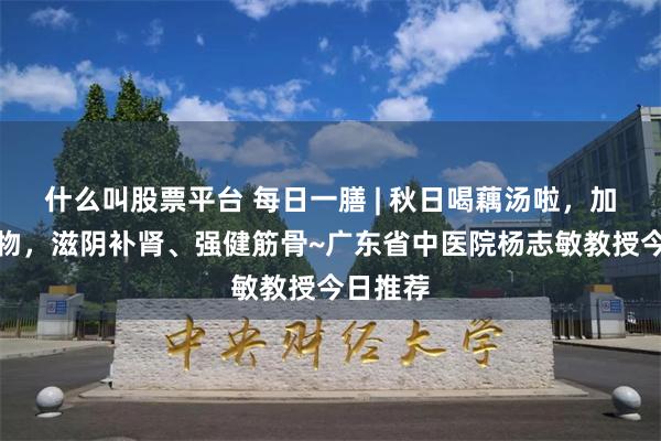 什么叫股票平台 每日一膳 | 秋日喝藕汤啦，加入这一物，滋阴补肾、强健筋骨~广东省中医院杨志敏教授今日推荐